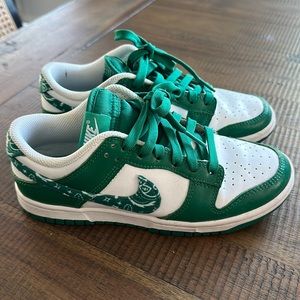 Nike dunks with paisley swoosh